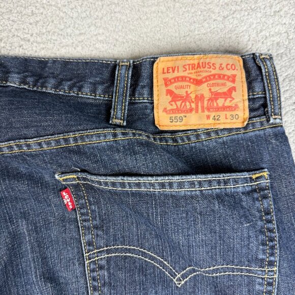 Levis 559 Jeans Mens 42x30 Blue Relaxed Straight Leg Classic Cotton American - Picture 6 of 7